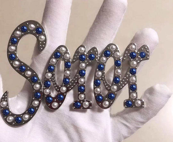 Blue and White Pearl Soror Lapel Pin