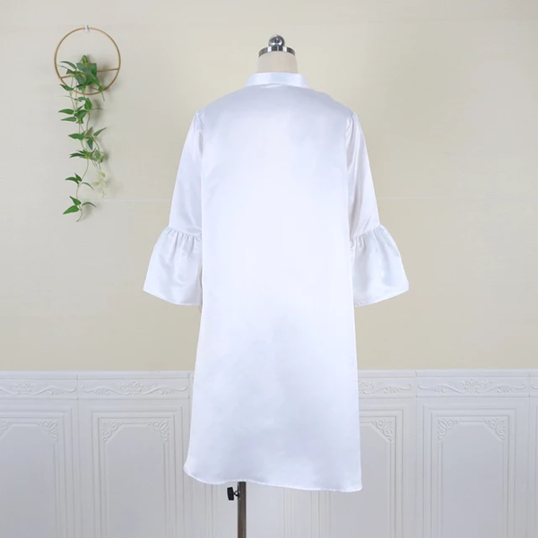 White Bell Sleeve Swing Dress (Blue Shield)