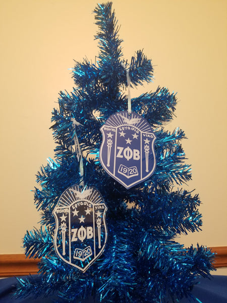 White / Clear Zeta Phi Beta Shield Ornament