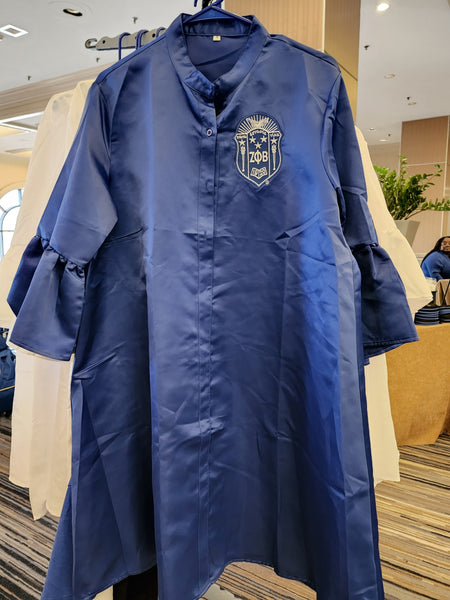 Royal Bell Sleeve Swing Dress (Blue Shield)