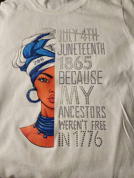 Juneteenth Zeta Bling White Shirt (Unisex)