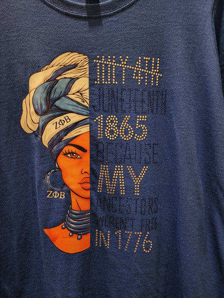 Juneteenth Zeta Bling Royal Blue Shirt (Unisex)