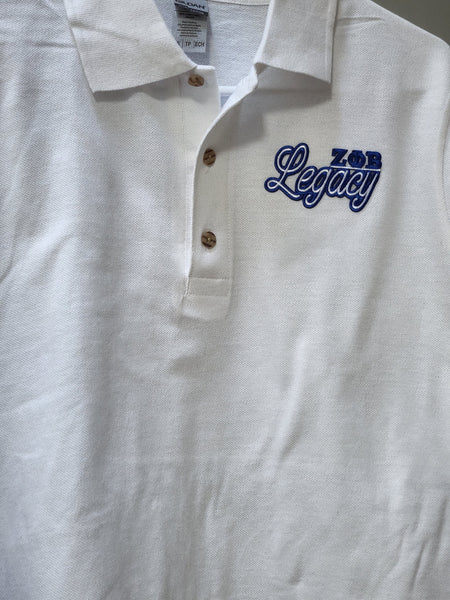 Zeta Legacy White Polo (Unisex)