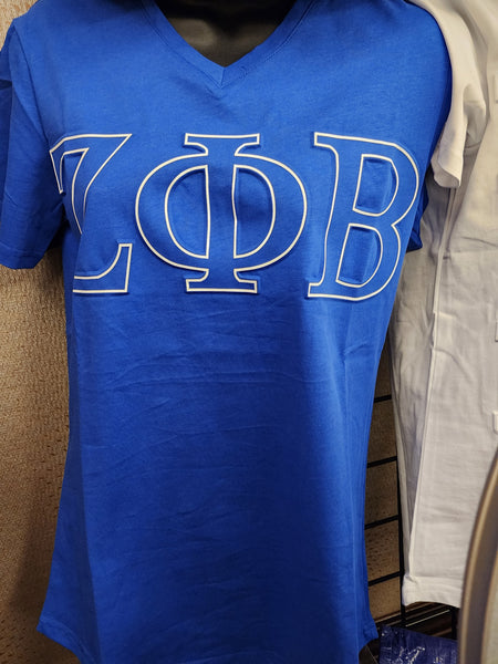 ΖΦΒ Embossed V-neck Shirt (Royal)
