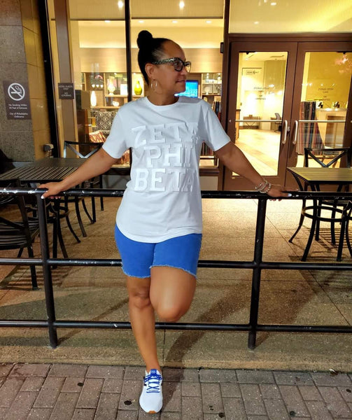 Zeta Phi Beta Embossed Shirt (White on white)