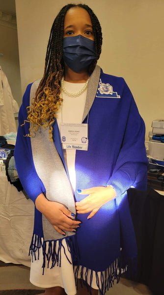 Life Member Royal Blue Pashmina Wrap with Sleeves
