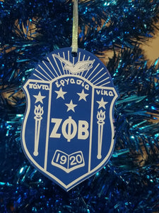 Royal Blue Zeta Phi Beta Shield Ornament