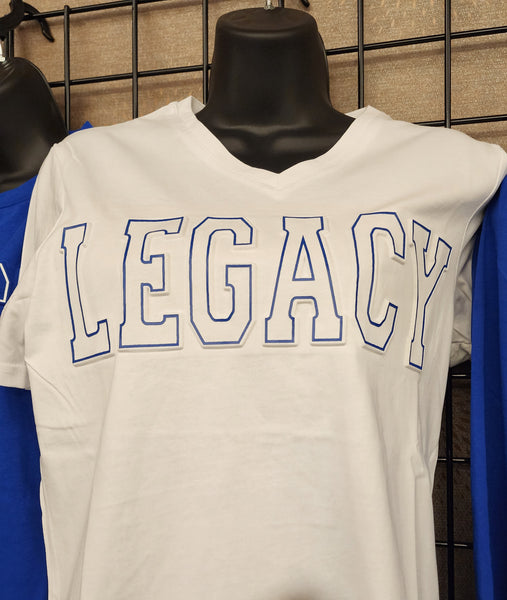 Legacy Embossed V-neck Shirt (White)
