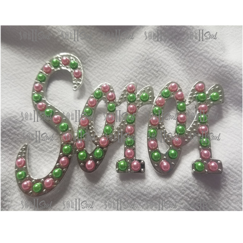 Pink and Green Pearl Soror Lapel Pin